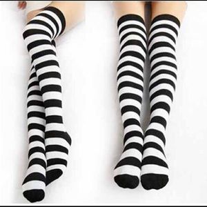 Black and White Striped Knee Socks